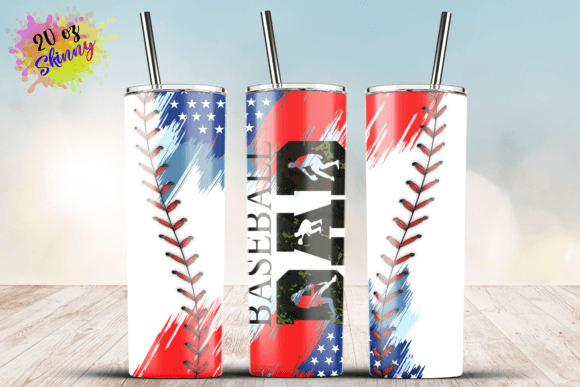 20oz American Flag Baseball Dad Tumbler Graphic Design