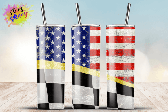 American Checkered Flag for 20oz Skinny Graphics