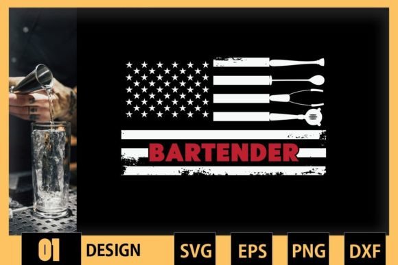 American Flag Bartender Bar Graphics for Modern Design