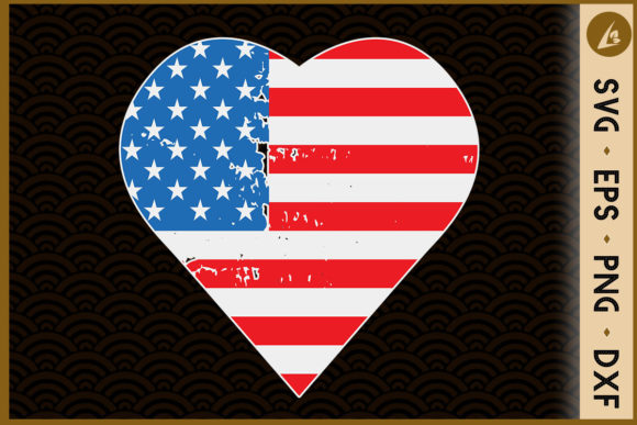 American Flag Heart 4th of July Graphics for Crafts