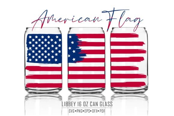 American Flag Libbey Can Glass Svg for Crafts and Graphics