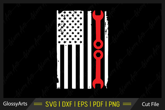 American Flag Mechanic Wrench Svg File for Crafts and Graphics