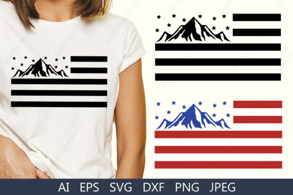 American Flag with Mountain Svg for Crafts and Graphics