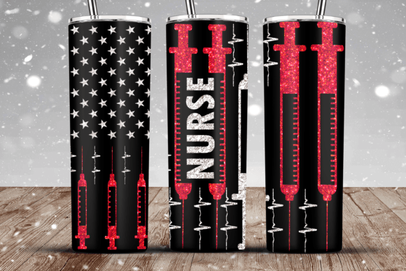 American Nurse Flag REDGlitter 20oz Wrap Graphics