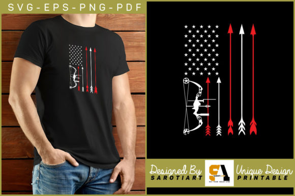 Archery with USA Flag Sublimation Shirt for Crafts and Graphics