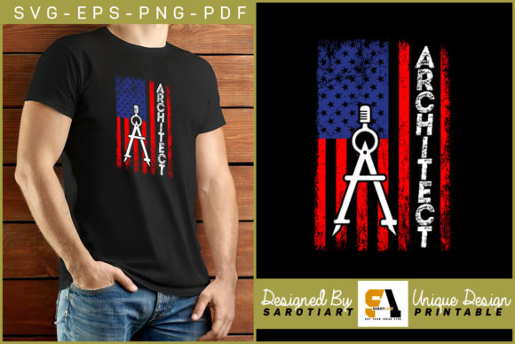 Architect with USA Grunge Flag Design for Crafts and Graphics