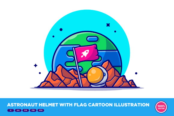 Astronaut Helmet with Flag Graphics for Crafts