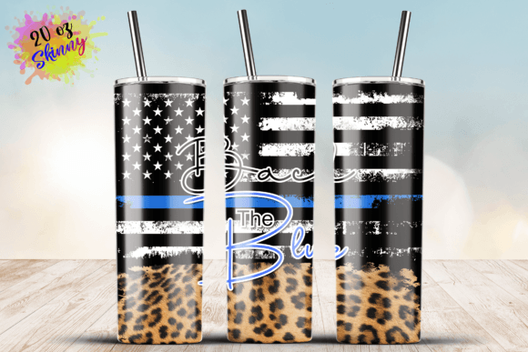Back the Blue Flag Thin Blue Line 20oz Graphics for Crafts