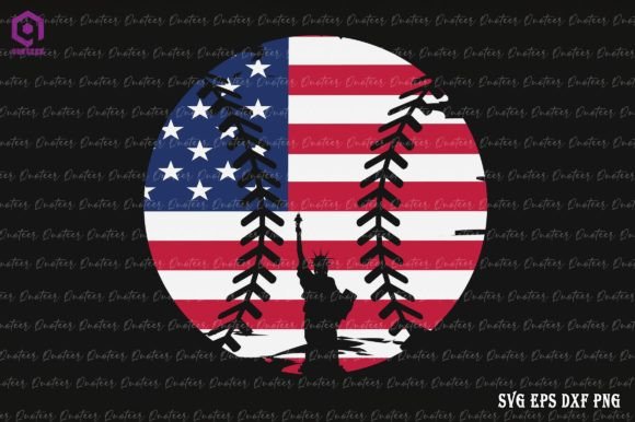 Baseball USA Flag 4th of July Graphics for Crafts