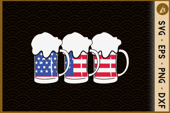 Beer American Flag 4th of July Merica US Graphic Design Asset
