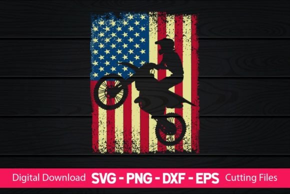 Biker American Flag Graphics for Crafts