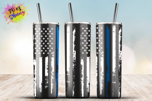 Blue Line Usa Thin Flag Full 20oz Wrap Graphics for Crafts