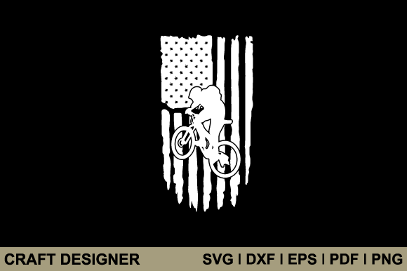Cyclist American Flag Graphics for Crafts