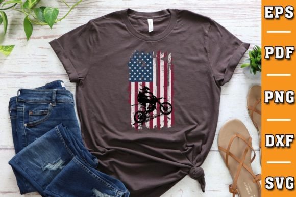 Dirt Bike USA Flag Design for Crafts and Graphics