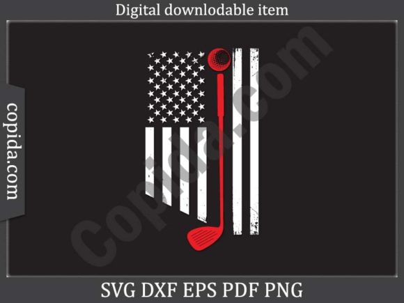 Golf American Flag SVG Printable File for Crafts and Graphics