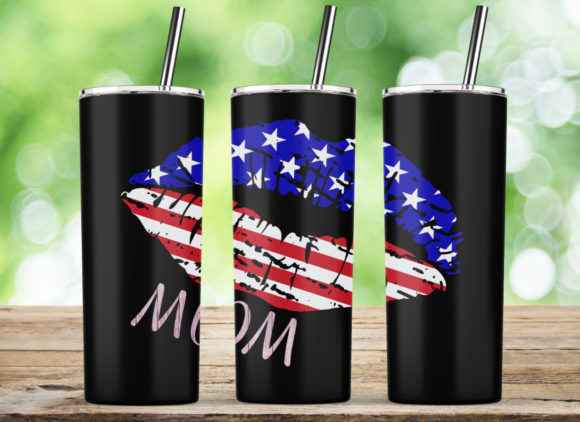 Kiss USA Flag Mouth for MOM 2022 Tumbler Graphics