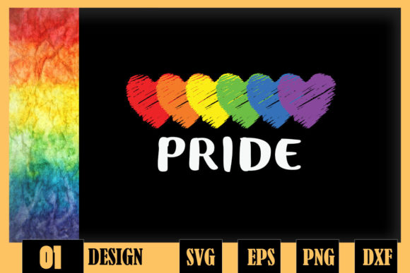 LGBT Pride Flag Rainbow Hearts Graphics for Crafts