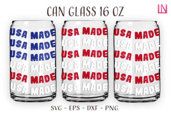 Made in USA American Flag Can Glass SVG for Crafts and Graphics