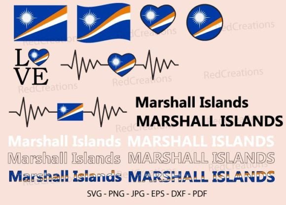 Marshall Islands Flag Bundle Svg Graphics for Crafts