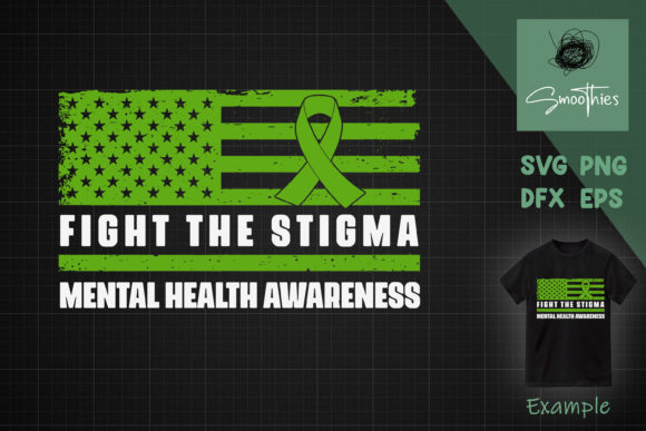 Mental Health Awareness Ribbon Usa Flag Graphics for Crafts