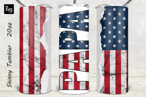 PAPA American Flag Tumbler Design for Graphics and Crafts