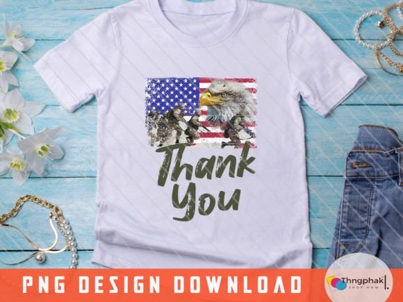 Patriotic American Flag Thank You Png for Graphics and Crafts