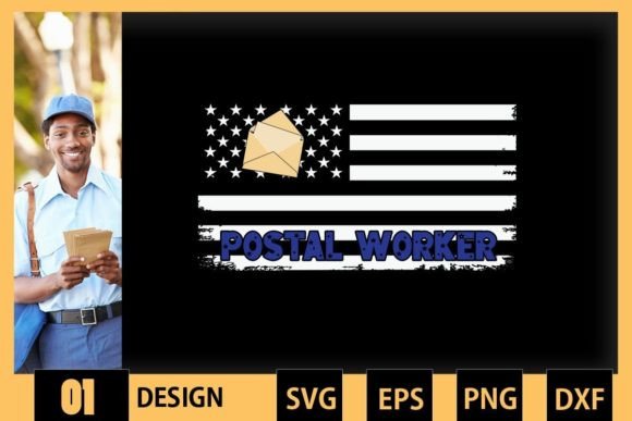 Post Office Postal Worker American Flag Graphics for Crafts