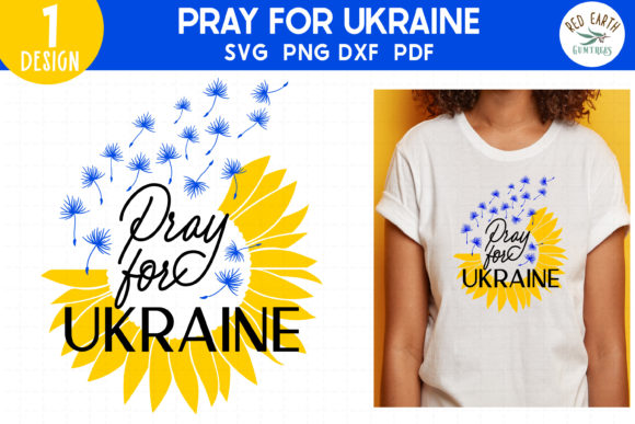 Pray for Ukraine Sunflower Flag SVG for Crafts and Graphics