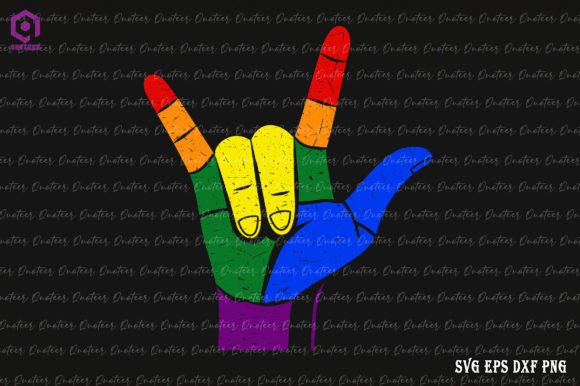 Pride Flag ASL I Love You LGBT Graphics for Crafts