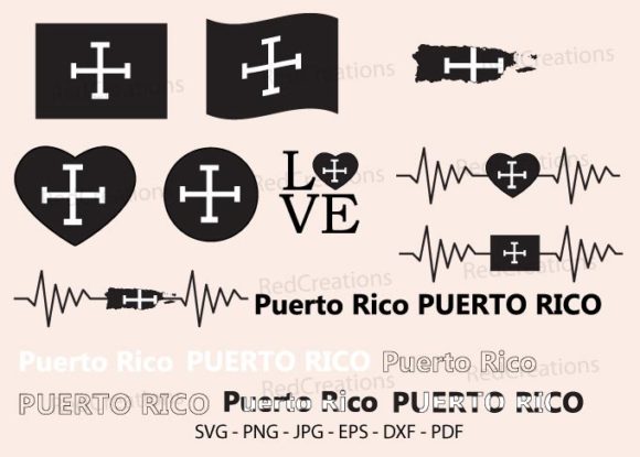 Puerto Rico Flag Bundle Svg for Crafts and Graphics
