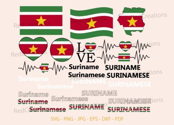 Suriname Flag Bundle Svg for Crafts and Graphics
