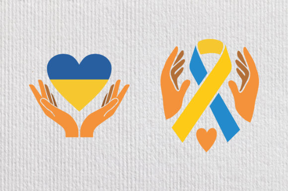 Ukraine Flag Band Hands Ukraine Support Graphics for Crafts