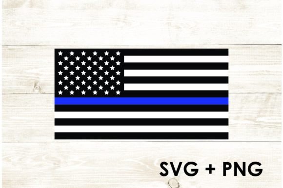 USA American Flag Blue Line Police Graphics for Crafts