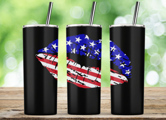 USA Flag Distressed Lip 20 Oz Tumbler Graphic Design Asset