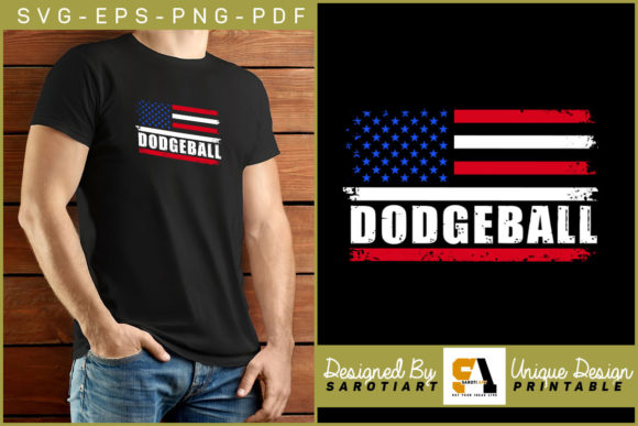 USA Flag with Dodgeball Silhouette Shirt - A Graphic Design Asset for Local Branding