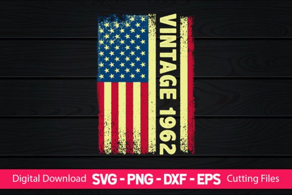 Vintage 1962 American Flag Graphics for Crafts