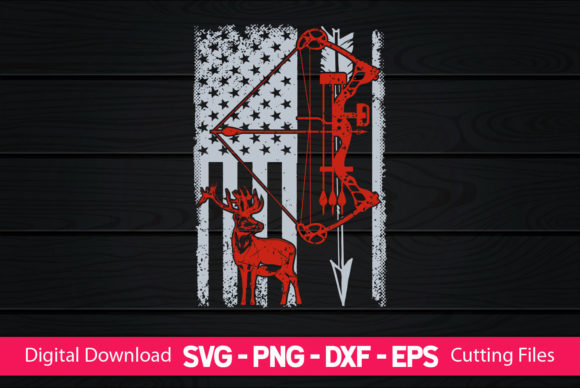Vintage Deer Hunting American Flag Graphics for Crafts